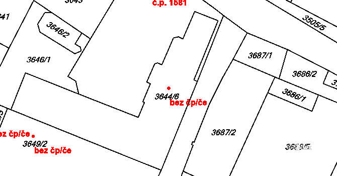 Praha 48433608 na parcele st. 3644/6 v KÚ Horní Počernice, Katastrální mapa