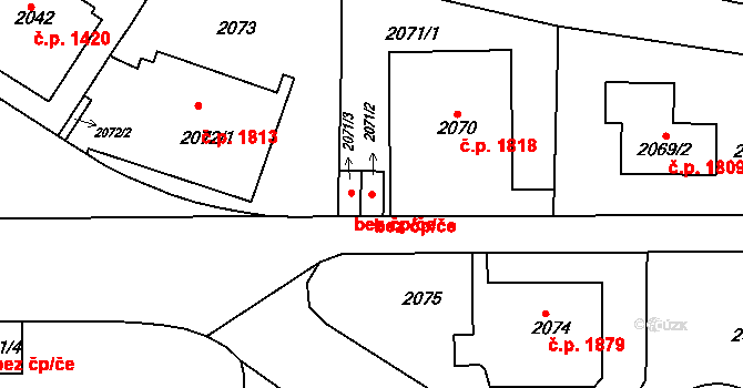Praha 49046608 na parcele st. 2071/2 v KÚ Smíchov, Katastrální mapa
