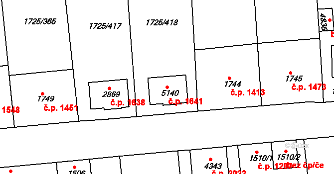 Uherský Brod 1641 na parcele st. 5140 v KÚ Uherský Brod, Katastrální mapa