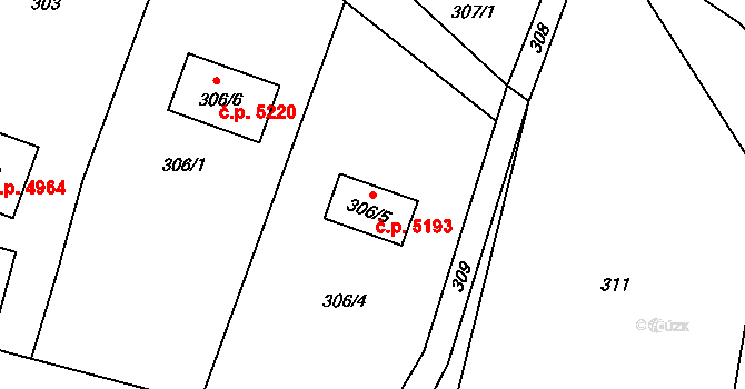 Lukášov 5193, Jablonec nad Nisou na parcele st. 306/5 v KÚ Lukášov, Katastrální mapa