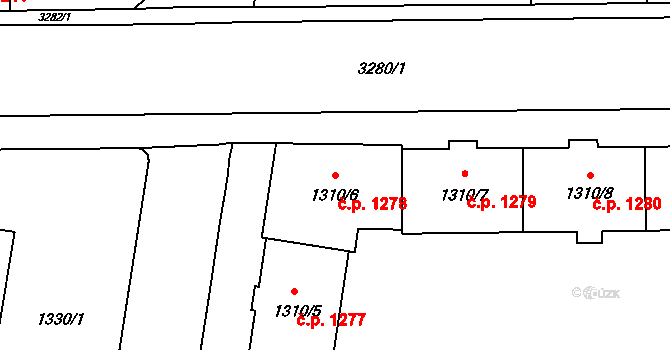 Český Těšín 1278 na parcele st. 1310/6 v KÚ Český Těšín, Katastrální mapa