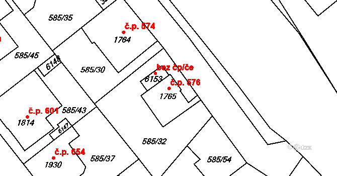 Beroun-Závodí 576, Beroun na parcele st. 1765 v KÚ Beroun, Katastrální mapa