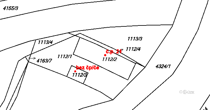Pražské Předměstí 21, Jaroměř na parcele st. 1112/2 v KÚ Jaroměř, Katastrální mapa