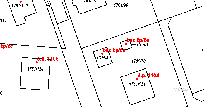 Podbořany 80671608 na parcele st. 1761/122 v KÚ Podbořany, Katastrální mapa
