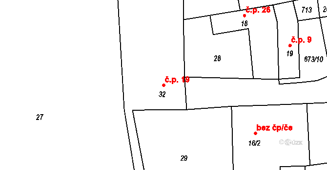 Svinařov 19, Slabce na parcele st. 32 v KÚ Svinařov, Katastrální mapa