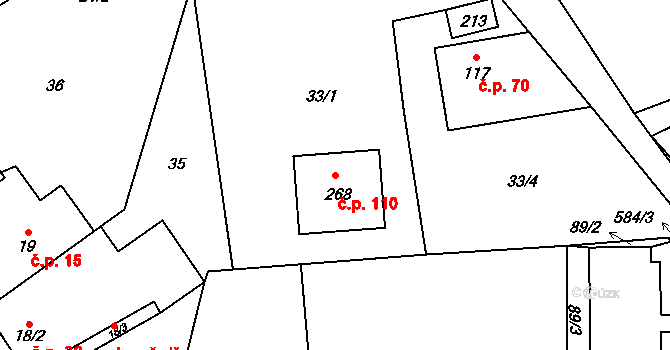 Plačkov 110, Humpolec na parcele st. 268 v KÚ Plačkov, Katastrální mapa