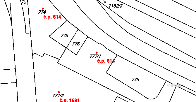 Chotěboř 514 na parcele st. 777/1 v KÚ Chotěboř, Katastrální mapa