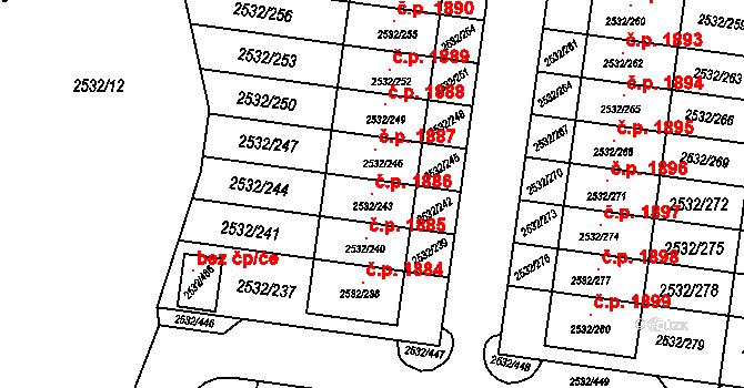 Mikulov 1886 na parcele st. 2532/243 v KÚ Mikulov na Moravě, Katastrální mapa