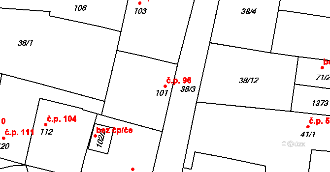 Mantov 96, Chotěšov na parcele st. 101 v KÚ Mantov, Katastrální mapa