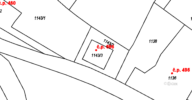 Konice 666 na parcele st. 1143/3 v KÚ Konice, Katastrální mapa