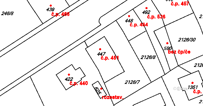 Lišov 451 na parcele st. 447 v KÚ Lišov, Katastrální mapa