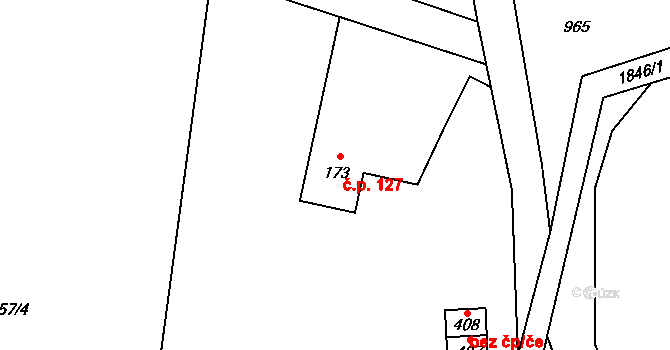 Guty 127, Třinec na parcele st. 173 v KÚ Guty, Katastrální mapa