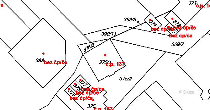 Větrný Jeníkov 137 na parcele st. 375/1 v KÚ Větrný Jeníkov, Katastrální mapa