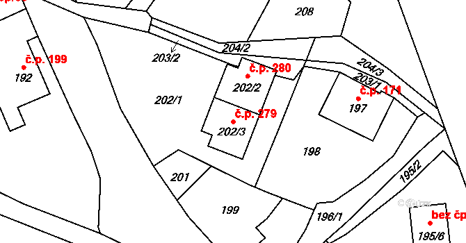 Janovice 279, Rýmařov na parcele st. 202/3 v KÚ Janušov, Katastrální mapa