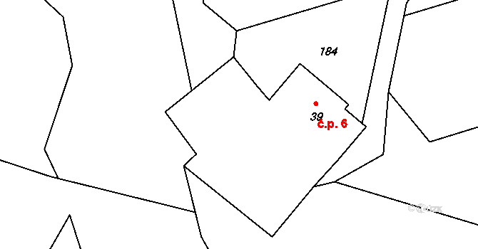 Zásada 6, Pěnčín na parcele st. 39 v KÚ Kamení, Katastrální mapa