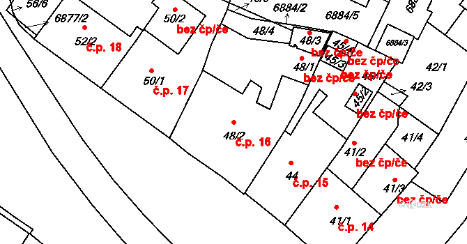 Boskovice 16 na parcele st. 48/2 v KÚ Boskovice, Katastrální mapa