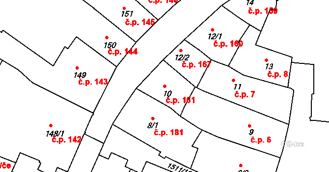 Prachatice I 161, Prachatice na parcele st. 10 v KÚ Prachatice, Katastrální mapa