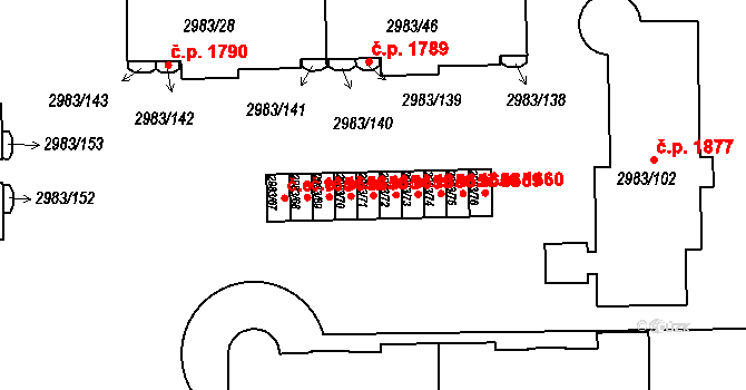 Pelhřimov 1655 na parcele st. 2983/71 v KÚ Pelhřimov, Katastrální mapa