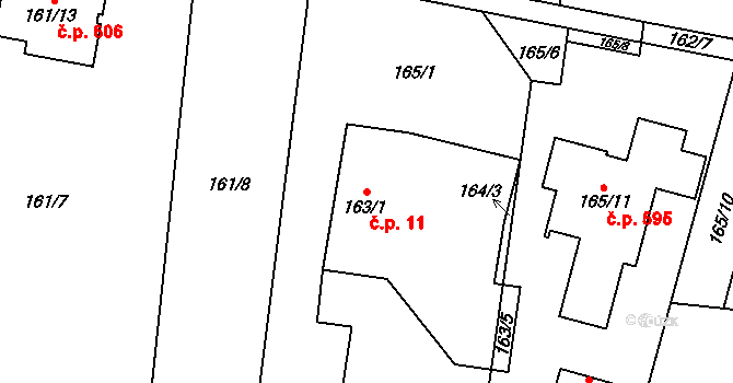 Řepiště 11 na parcele st. 163/6 v KÚ Řepiště, Katastrální mapa
