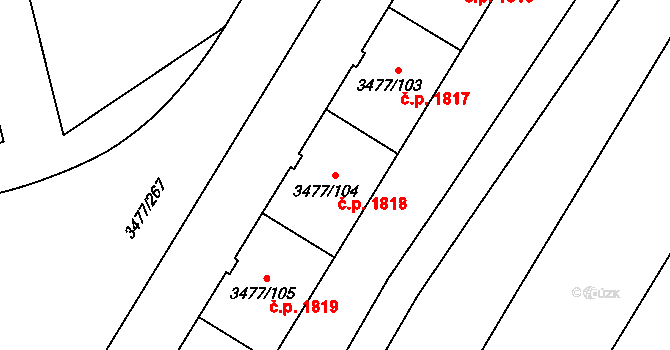 Břevnov 1818, Praha na parcele st. 3477/104 v KÚ Břevnov, Katastrální mapa