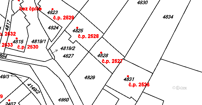 Dejvice 2527, Praha na parcele st. 4828 v KÚ Dejvice, Katastrální mapa