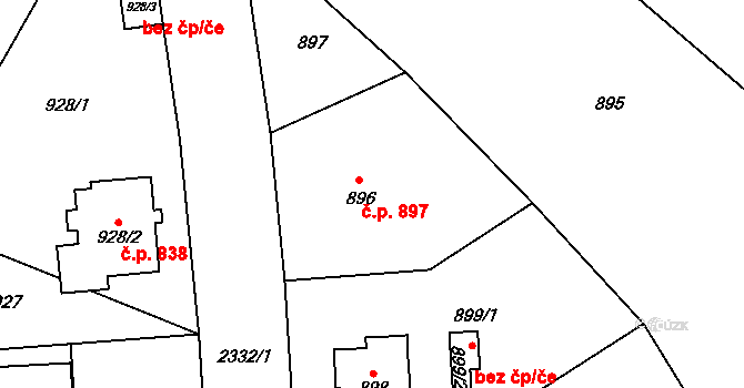 Suchdol 897, Praha na parcele st. 896 v KÚ Suchdol, Katastrální mapa