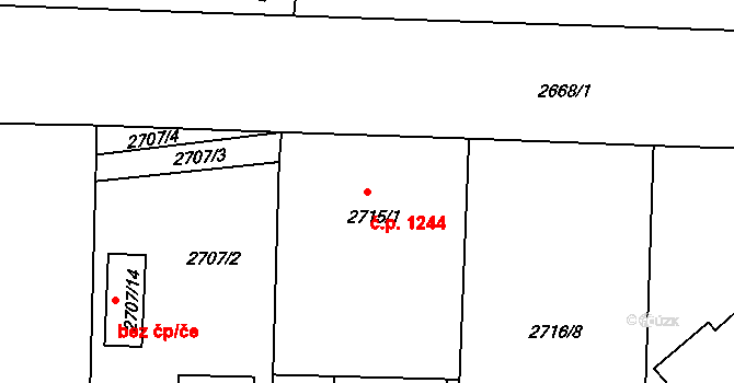 Strašnice 1244, Praha na parcele st. 2715/1 v KÚ Strašnice, Katastrální mapa