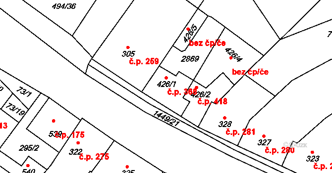 Krumvíř 368 na parcele st. 426/1 v KÚ Krumvíř, Katastrální mapa