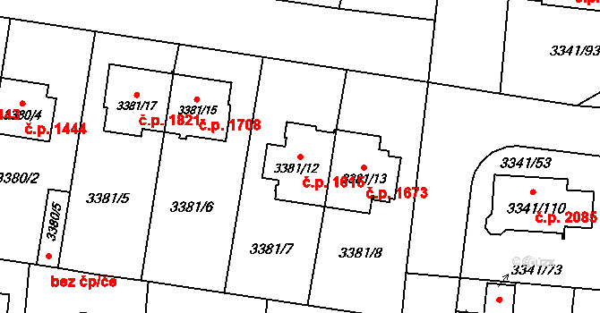 České Budějovice 7 1615, České Budějovice na parcele st. 3381/12 v KÚ České Budějovice 7, Katastrální mapa