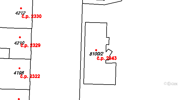 Prostějov 2943 na parcele st. 8100/2 v KÚ Prostějov, Katastrální mapa
