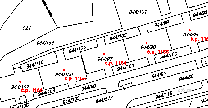 Šumbark 1164, Havířov na parcele st. 944/97 v KÚ Šumbark, Katastrální mapa