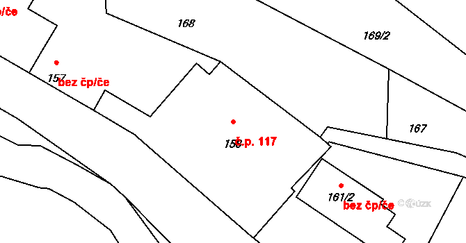 Proseč nad Nisou 117, Jablonec nad Nisou na parcele st. 158 v KÚ Proseč nad Nisou, Katastrální mapa