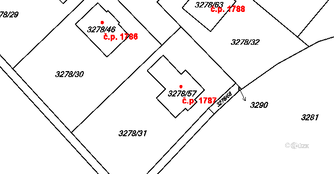 Chotěboř 1787 na parcele st. 3278/57 v KÚ Chotěboř, Katastrální mapa