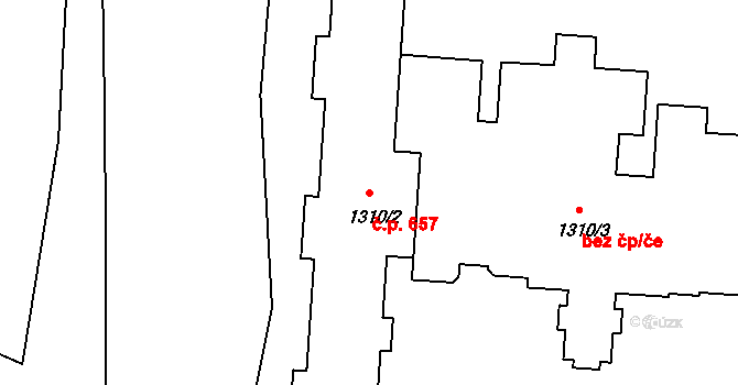 Lednice 657 na parcele st. 1310/2 v KÚ Lednice na Moravě, Katastrální mapa