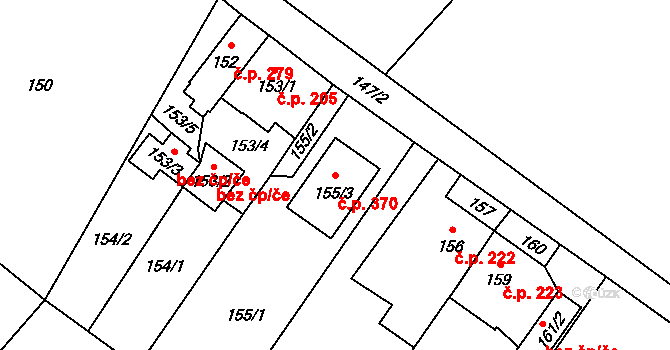 Pudlov 370, Bohumín na parcele st. 155/3 v KÚ Pudlov, Katastrální mapa