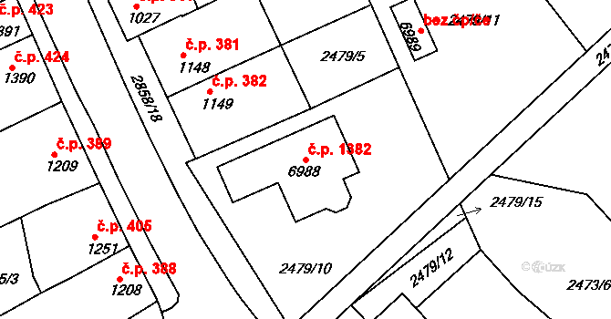 Chrudim IV 1382, Chrudim na parcele st. 6988 v KÚ Chrudim, Katastrální mapa