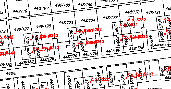 Otrokovice 5263 na parcele st. 507/3 v KÚ Otrokovice, Katastrální mapa