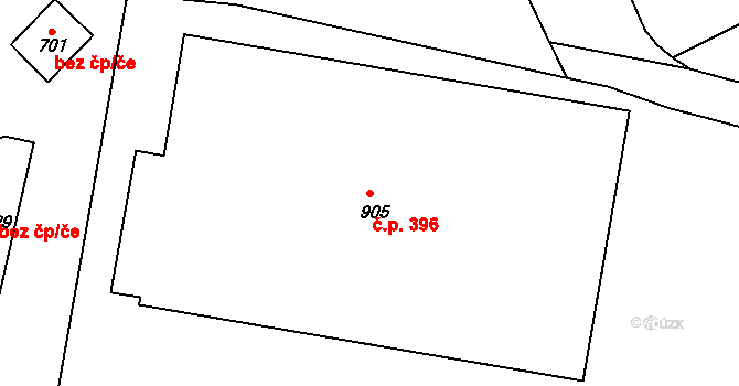 Daliměřice 396, Turnov na parcele st. 905 v KÚ Daliměřice, Katastrální mapa