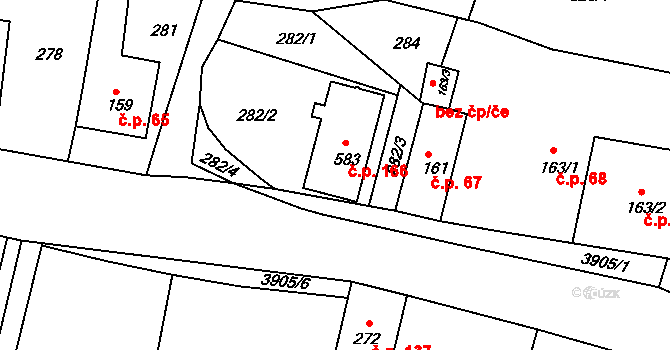 Brumovice 166 na parcele st. 583 v KÚ Brumovice u Opavy, Katastrální mapa