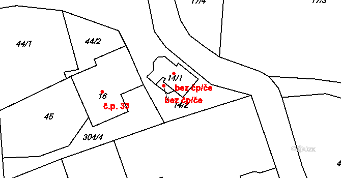 Bystřice nad Pernštejnem 38374609 na parcele st. 14/2 v KÚ Pivonice u Lesoňovic, Katastrální mapa