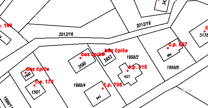 Rožnov pod Radhoštěm 39572609 na parcele st. 3953 v KÚ Rožnov pod Radhoštěm, Katastrální mapa