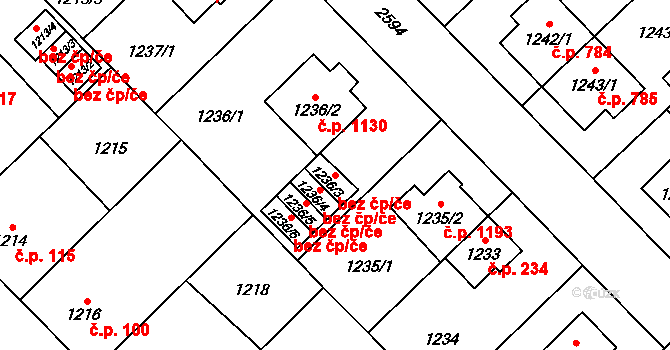 Doubravka 1533, Plzeň na parcele st. 1236/3 v KÚ Doubravka, Katastrální mapa