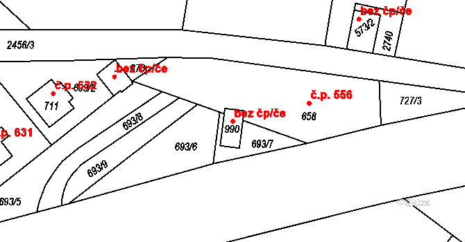 Lučany nad Nisou 42030609 na parcele st. 990 v KÚ Lučany nad Nisou, Katastrální mapa