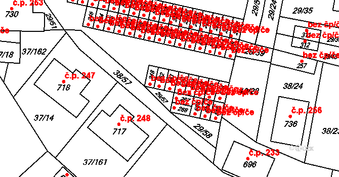 Pardubice 46752609 na parcele st. 551 v KÚ Nové Jesenčany, Katastrální mapa