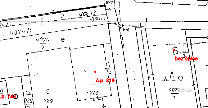 Poděbrady II 819, Poděbrady na parcele st. 228 v KÚ Poděbrady, Katastrální mapa