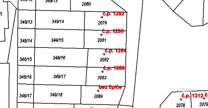 Milevsko 1284 na parcele st. 2082 v KÚ Milevsko, Katastrální mapa
