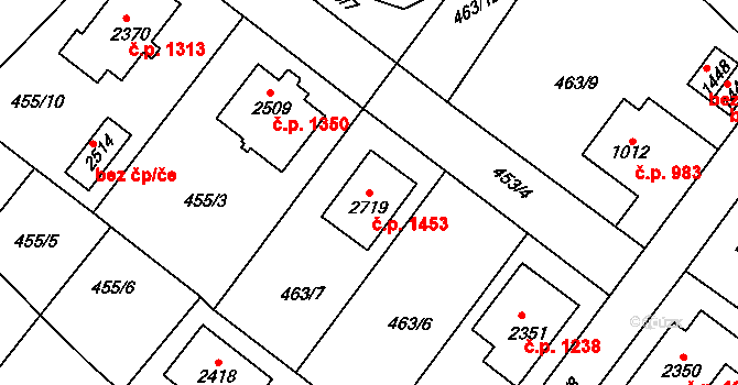Třebechovice pod Orebem 1453 na parcele st. 2719 v KÚ Třebechovice pod Orebem, Katastrální mapa