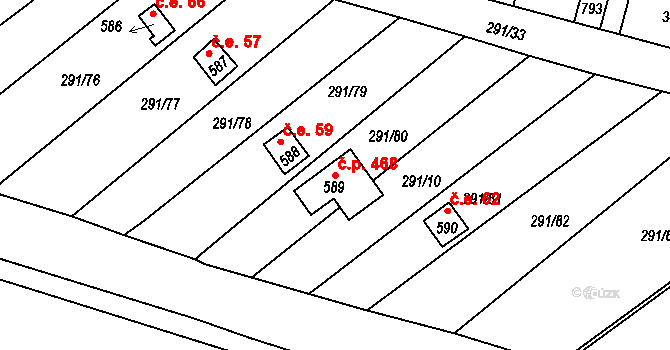 Černčice 468 na parcele st. 589 v KÚ Černčice u Loun, Katastrální mapa