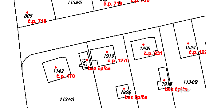 Humpolec 1270 na parcele st. 1919 v KÚ Humpolec, Katastrální mapa