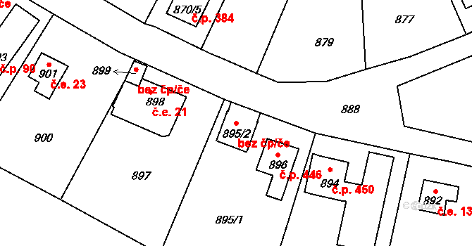 Ústí nad Labem 88960609 na parcele st. 895/2 v KÚ Brná nad Labem, Katastrální mapa